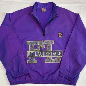 Vintage Ft. Lauderdale Surf Style Reflective Quarter Zip Windbreaker Jacket